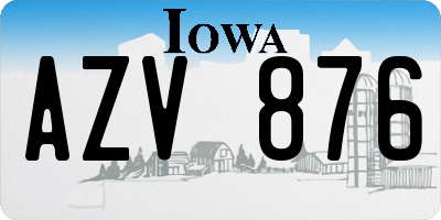 IA license plate AZV876