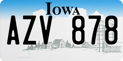IA license plate AZV878
