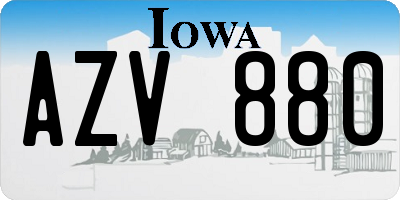IA license plate AZV880