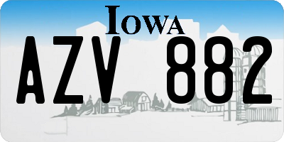 IA license plate AZV882