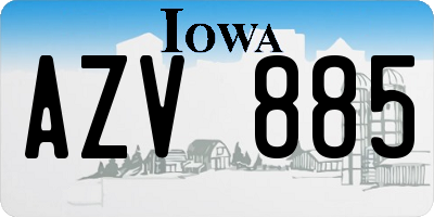 IA license plate AZV885