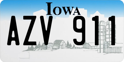 IA license plate AZV911
