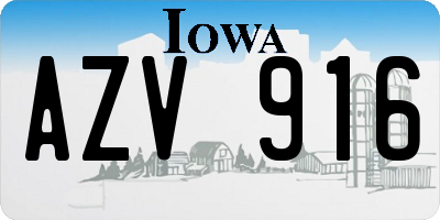 IA license plate AZV916