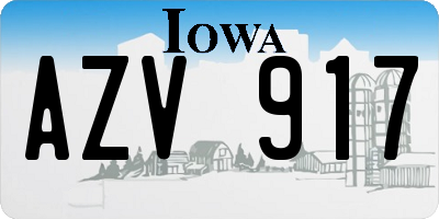 IA license plate AZV917