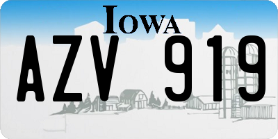 IA license plate AZV919