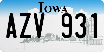 IA license plate AZV931