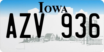 IA license plate AZV936