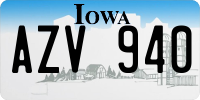 IA license plate AZV940