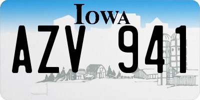 IA license plate AZV941
