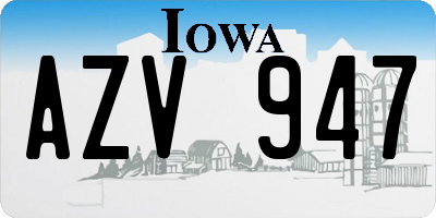 IA license plate AZV947