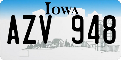 IA license plate AZV948
