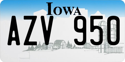 IA license plate AZV950