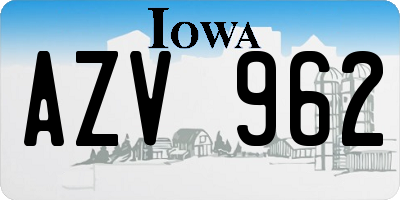IA license plate AZV962
