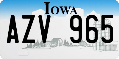 IA license plate AZV965
