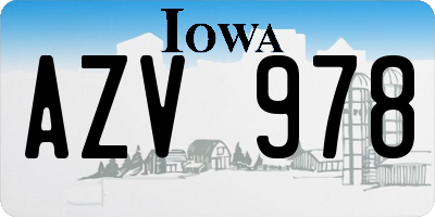 IA license plate AZV978