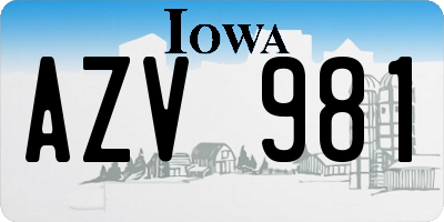 IA license plate AZV981