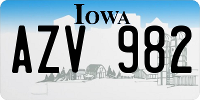 IA license plate AZV982