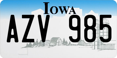 IA license plate AZV985