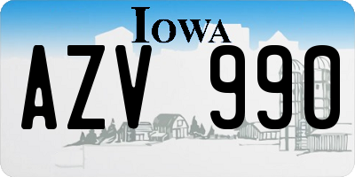 IA license plate AZV990