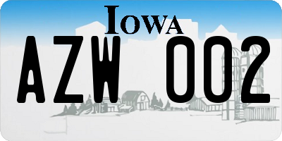 IA license plate AZW002