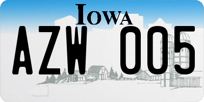 IA license plate AZW005