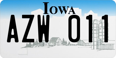 IA license plate AZW011