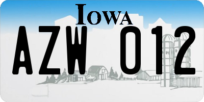 IA license plate AZW012