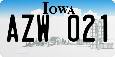 IA license plate AZW021