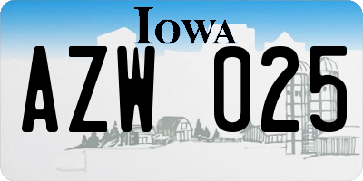 IA license plate AZW025