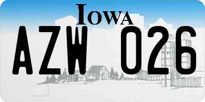 IA license plate AZW026