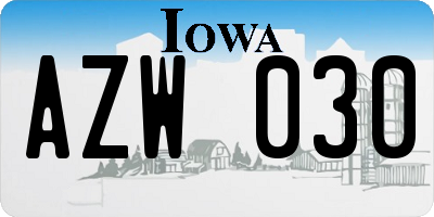 IA license plate AZW030