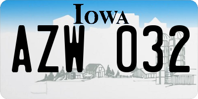 IA license plate AZW032