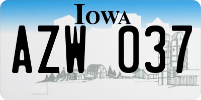 IA license plate AZW037