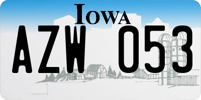 IA license plate AZW053