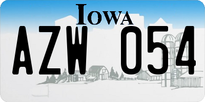 IA license plate AZW054