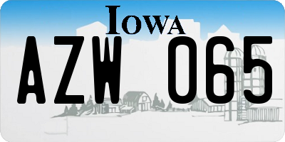 IA license plate AZW065