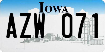 IA license plate AZW071