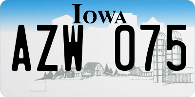 IA license plate AZW075
