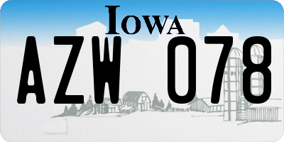 IA license plate AZW078