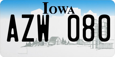 IA license plate AZW080