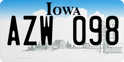 IA license plate AZW098