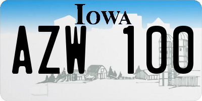 IA license plate AZW100