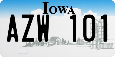 IA license plate AZW101