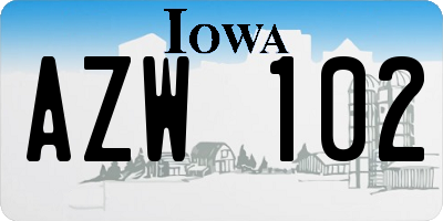 IA license plate AZW102