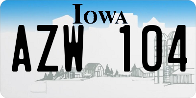 IA license plate AZW104