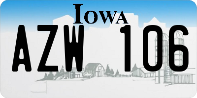 IA license plate AZW106