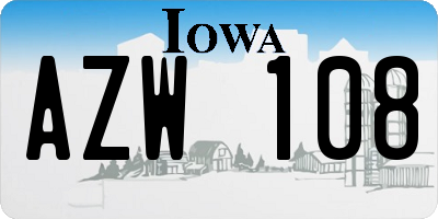 IA license plate AZW108