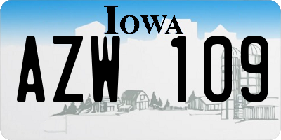 IA license plate AZW109