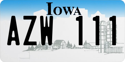 IA license plate AZW111