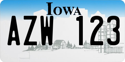 IA license plate AZW123